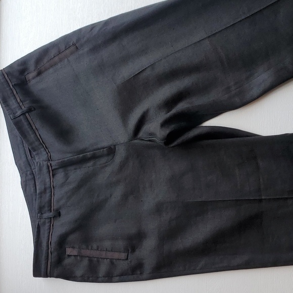 Worth New York Black Linen Blend Tuxedo Pants 6 - Picture 1 of 10